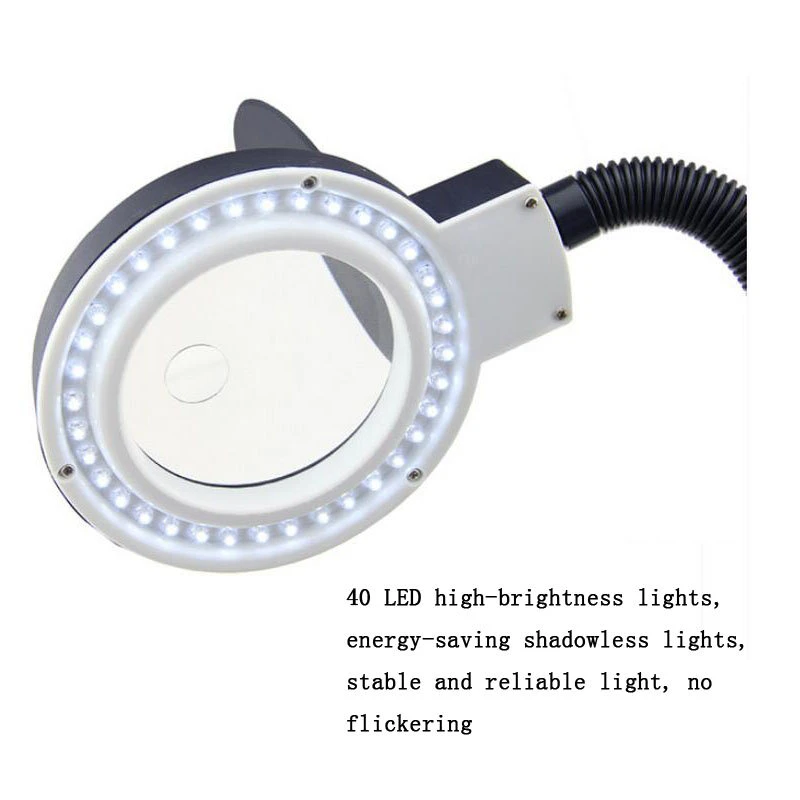 SUNSHINE 5X 10X LED Desktop Magnifier | 40 LED Bracket | 110V/220V Universal Glass Lens - Image 4