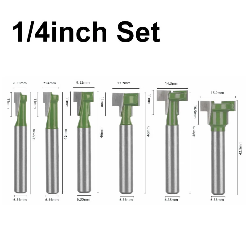 6PCS 1/4 Inch Shank Keyhole Router Bit Set | 6mm to 5/8 Inch Blade Diameter - Image 5