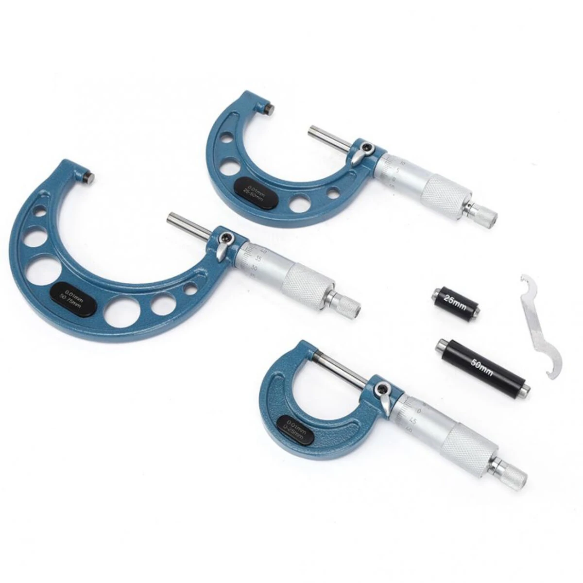 3Pcs 0-75mm Digital Micrometer | High Accuracy Bearing Steel | Outside Diameter Tool - Image 2