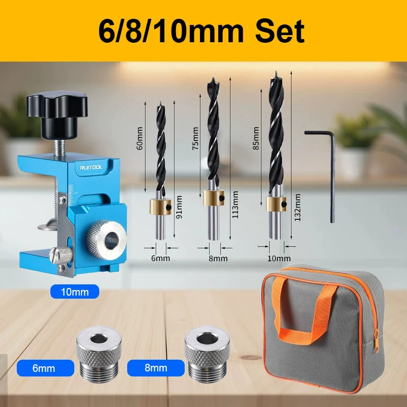 Aluminum Alloy Shelf Hole Locator Clamp - 6mm 8mm 10mm 12mm Drill Sleeve | Precision Laser Scale for Woodworking & Cabinet Assembly - Image 3