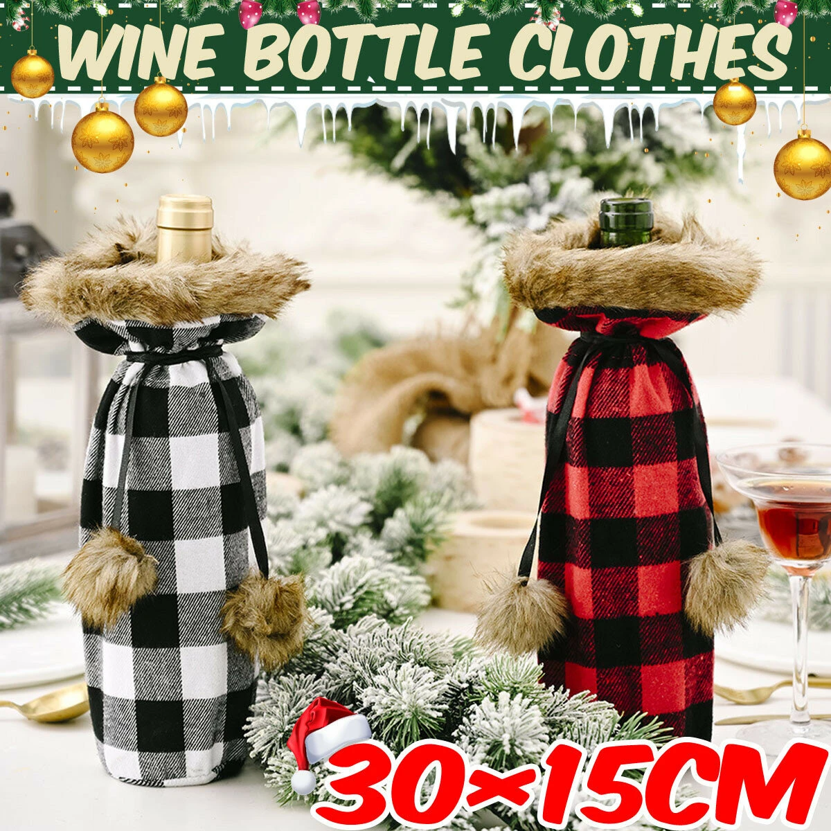 Christmas Wine Bottle Sweater - Santa Coat Design with Collar & Buttons | Xmas Party Decor Gift - Image 2