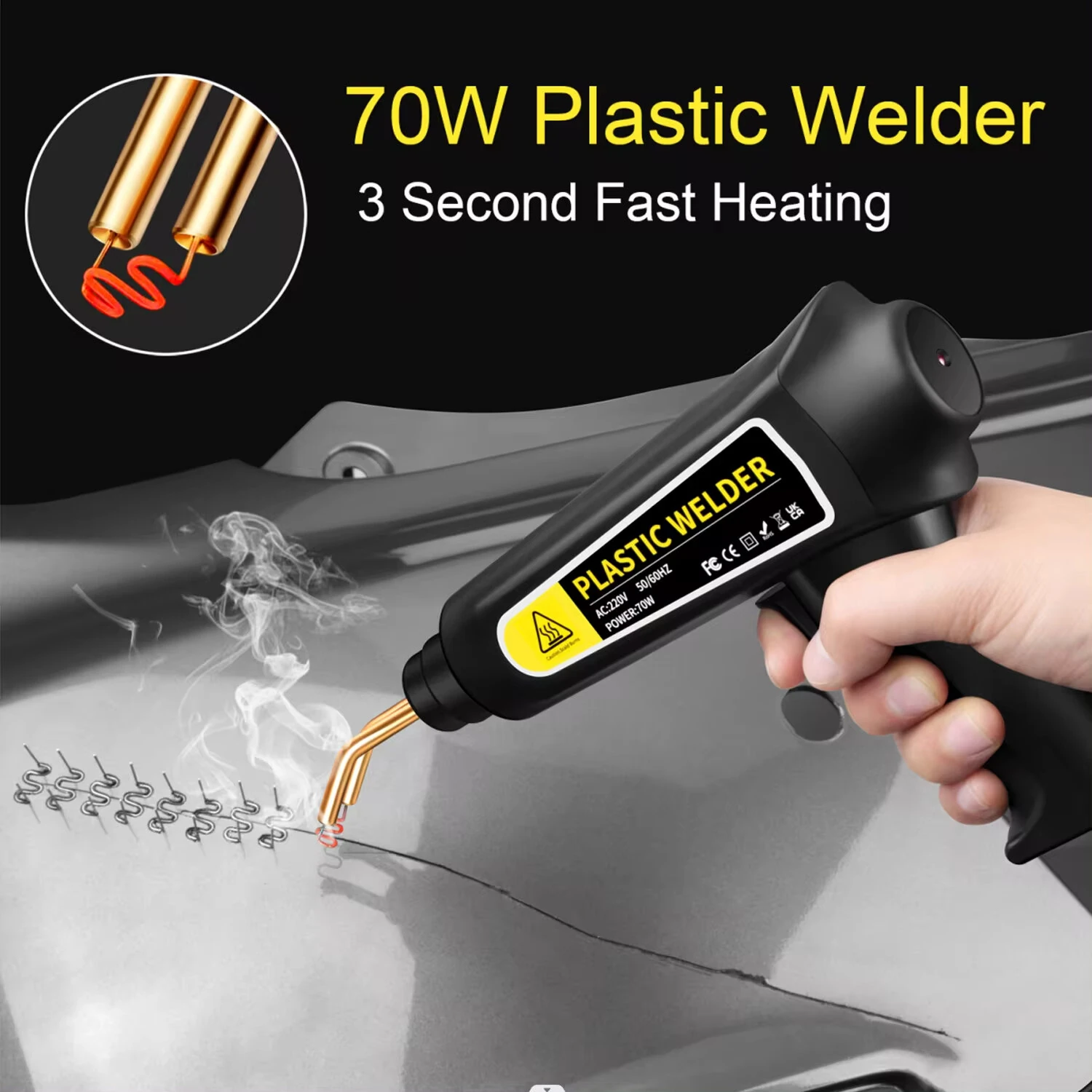 70W Plastic Welder - 400 Staples, 400°C Rapid Heating & LED Light | Car Bumper Repair - Image 3