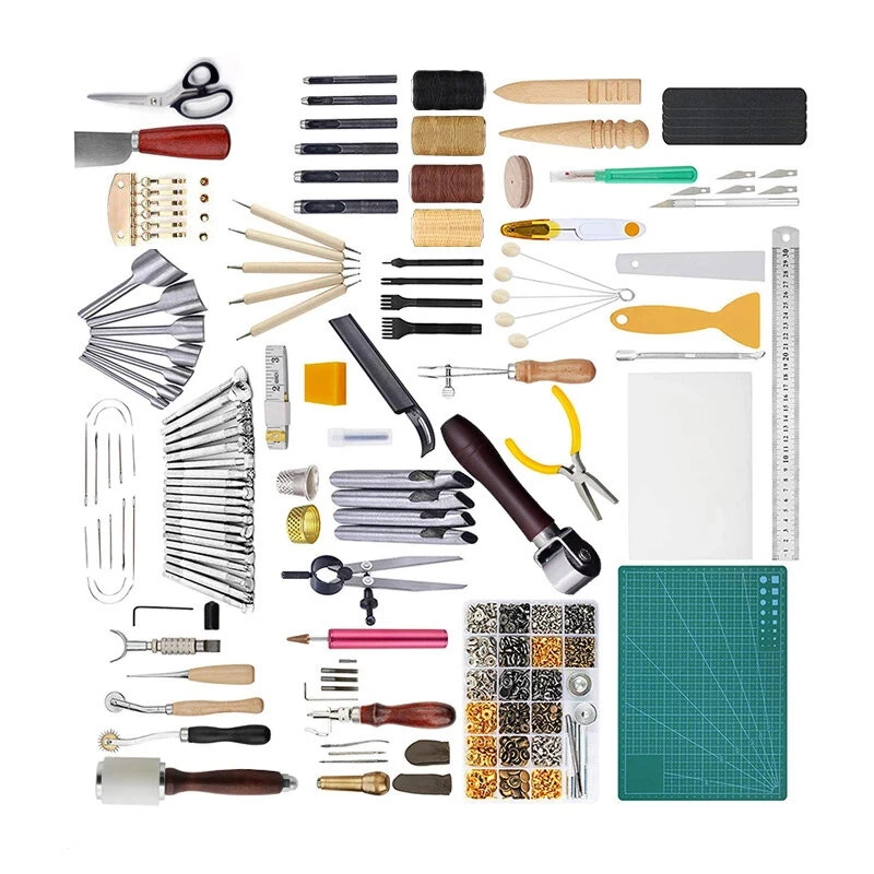 Leather Tool Kit - 366 Pieces DIY Artwork Embossing & Rivet Kit | 54 Tools - Image 2