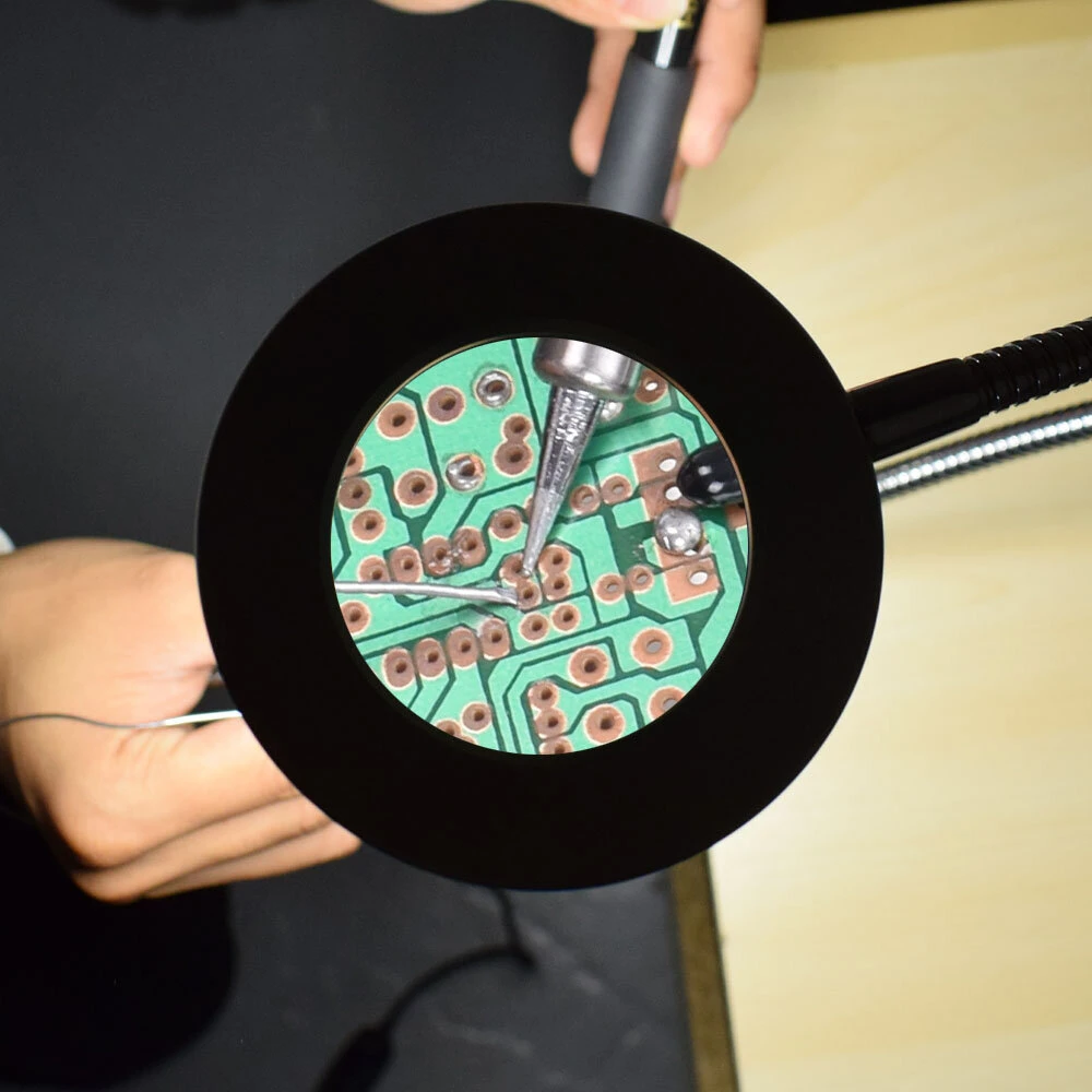 NEWACALOX Soldering Helping Hands - 3X Magnifier with USB Light & Rotary Vise - Image 4