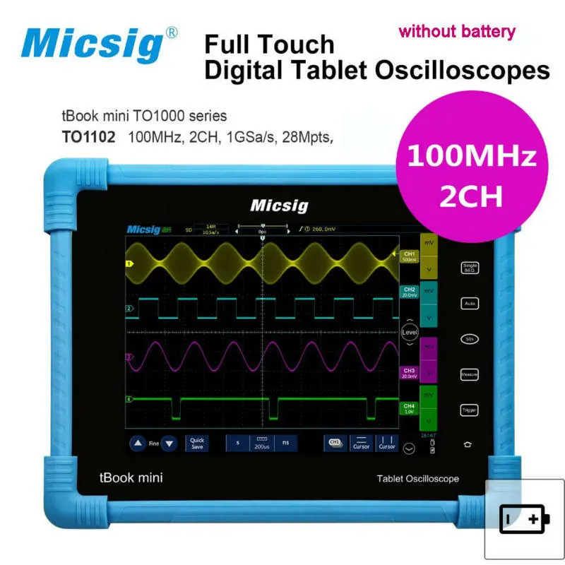 Micsig TO1102 Tablet Oscilloscope - 100MHz 2CH 28Mpts Automotive Diagnostic - Image 4
