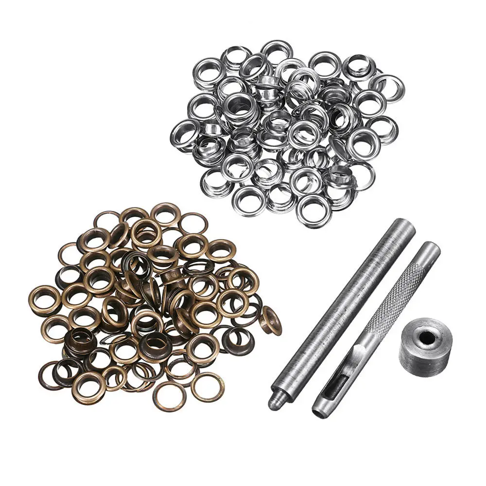 Brass Eyelets Kit - 100pcs 6mm Silver & Bronze - Leather Craft Punch Tool Set - Image 2