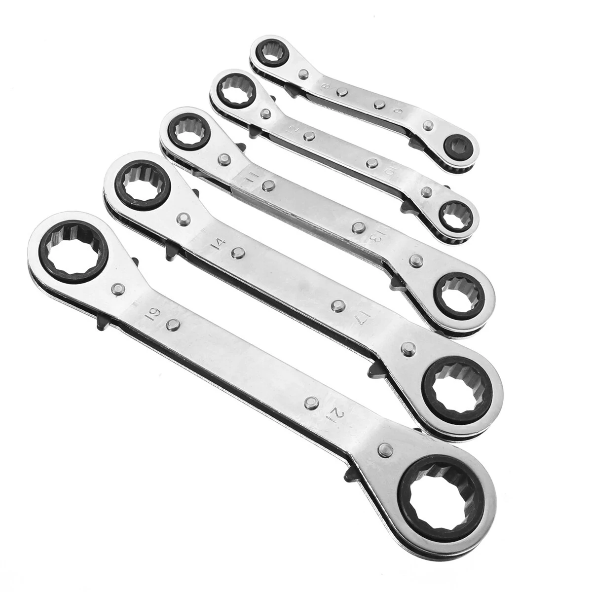 5Pcs Metric Offset Ring Wrench Set | Ratcheting Spanner Hand Tools for DIY - Image 2