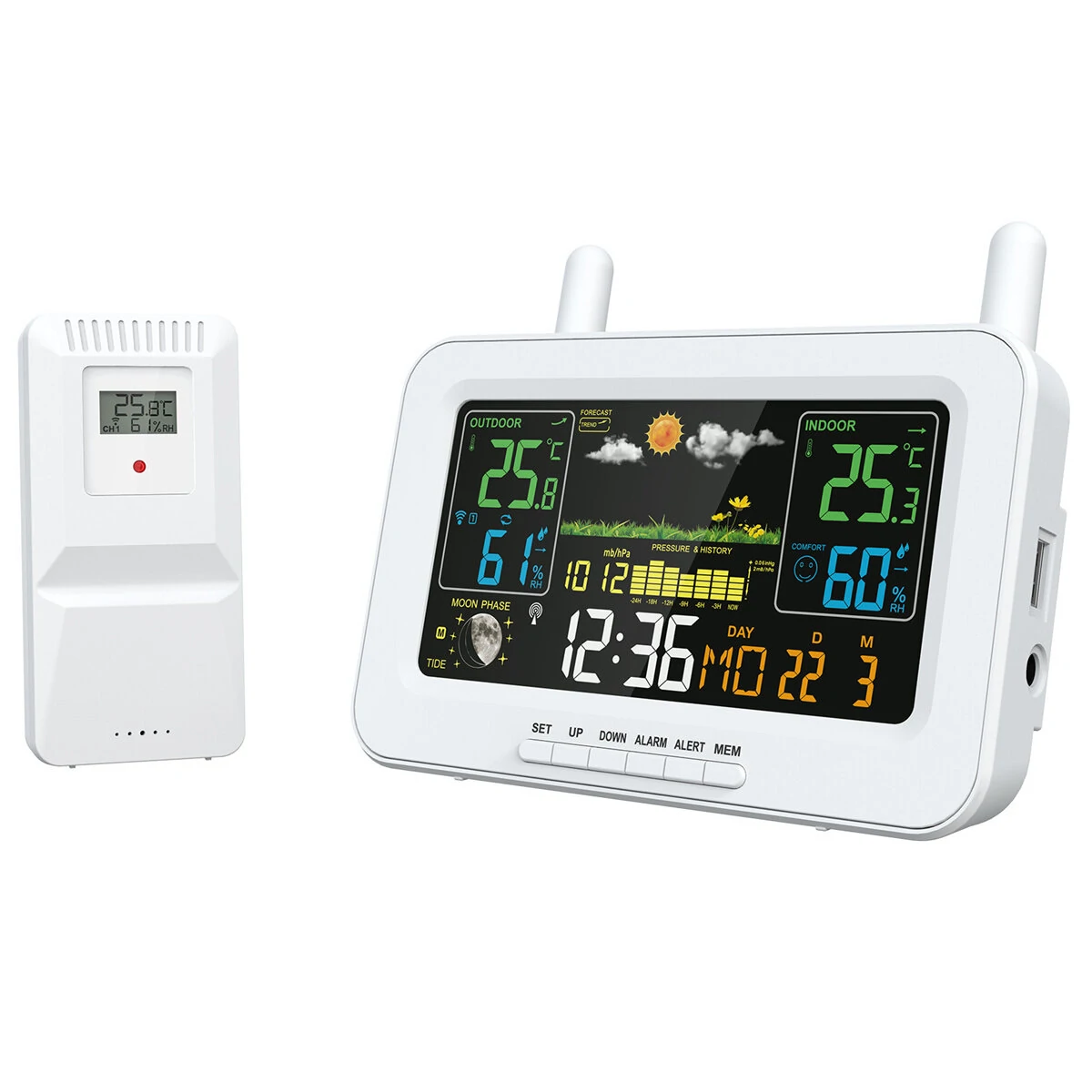 AcuRite Wireless Indoor Outdoor Weather Station - Color Display, Temperature Humidity Monitor with Forecast & Alerts - Image 3