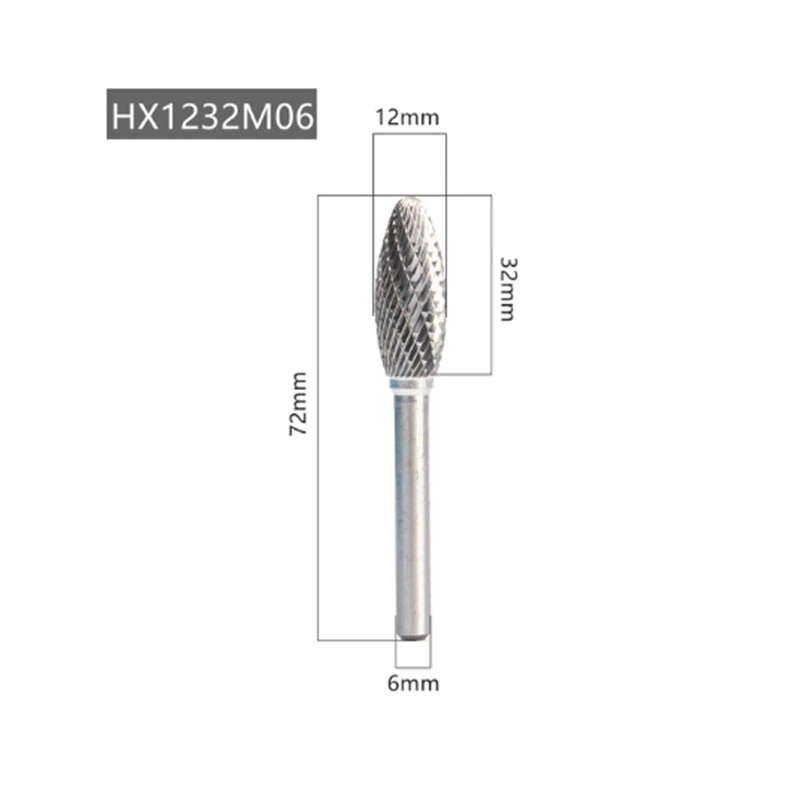 HX1232M06 Tungsten Carbide Rotary File - 6mm Head Burr Tool for Die Grinder - Image 3