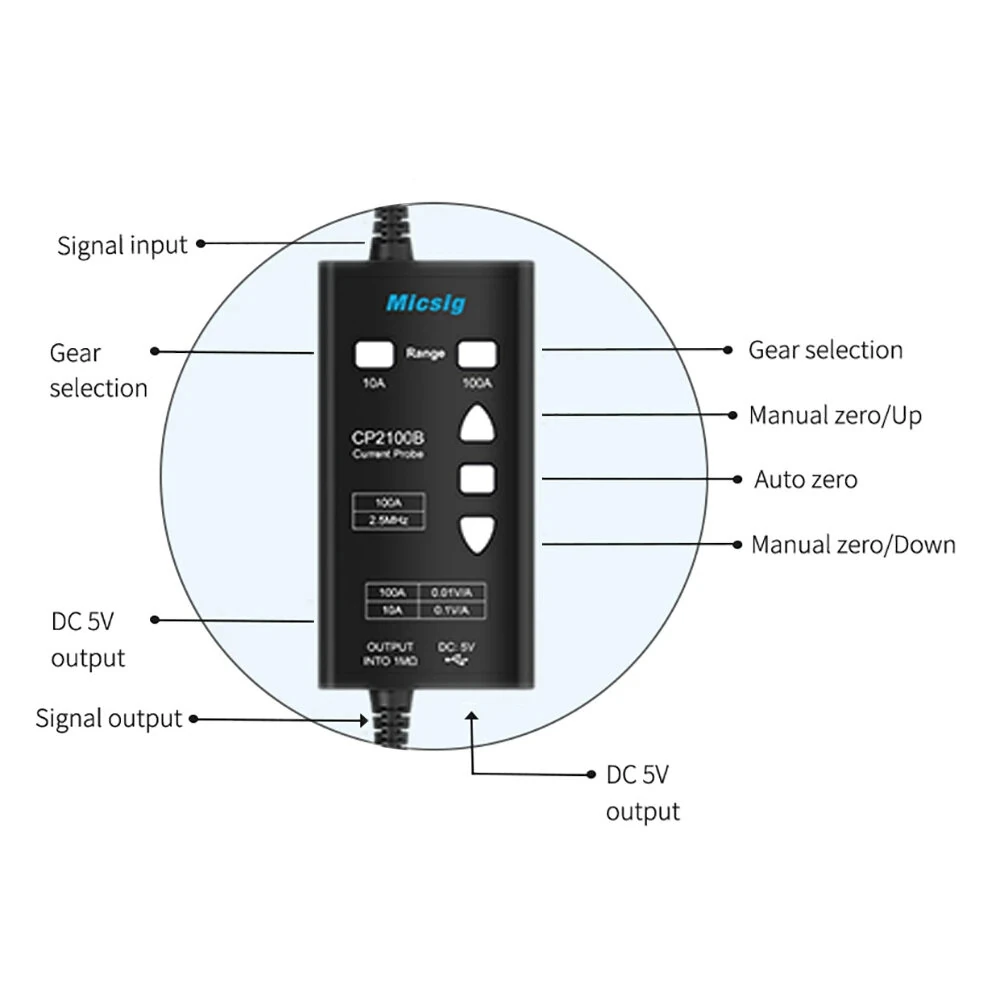 Micsig CP2100A Current Probe | 100A 10A DC to 800KHz | CAT III 300V High Precision - Image 5