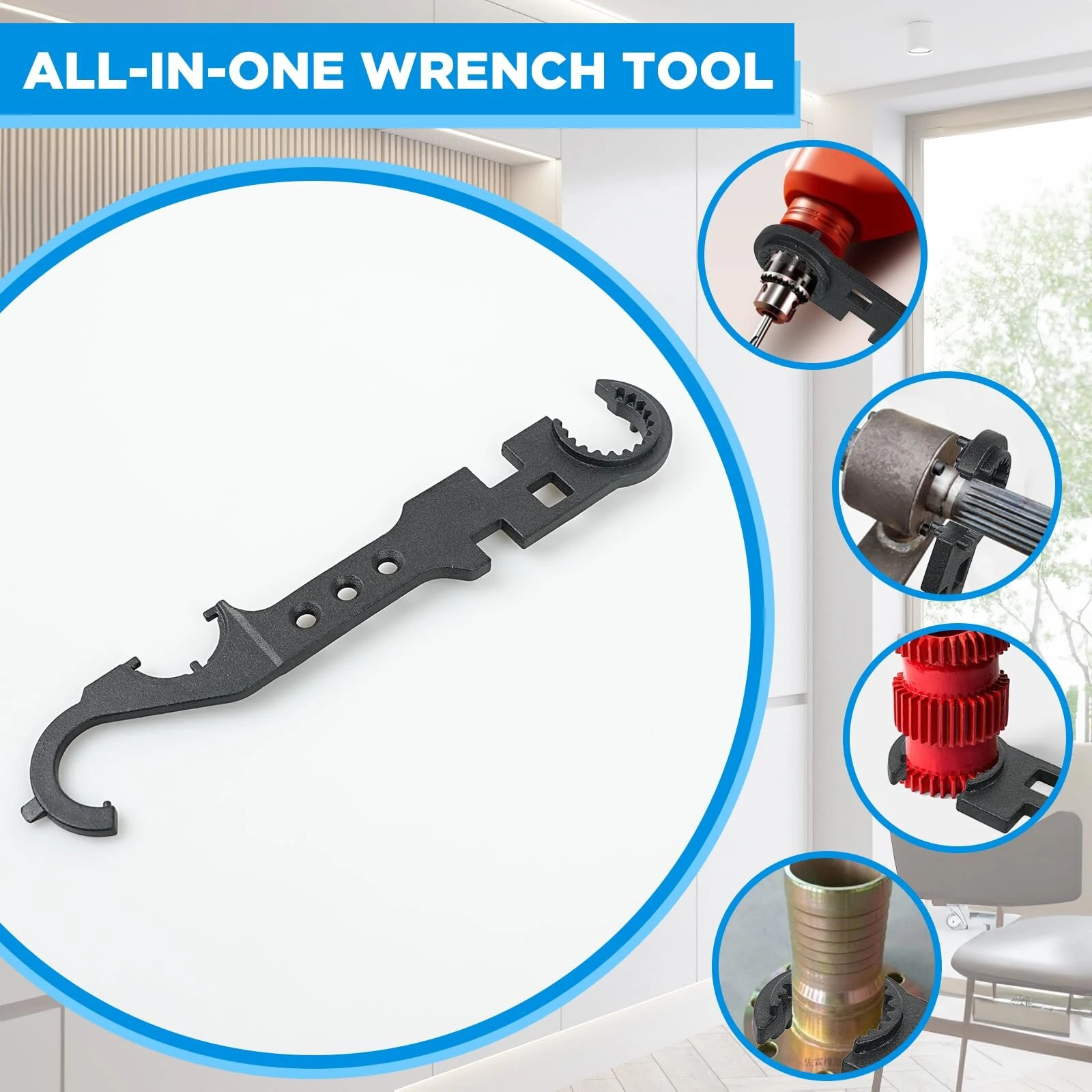 Premium Carbon Steel Combination Wrench | Multi-Function Spanner Tool | 12.3 Inch Compact & Portable - Image 3
