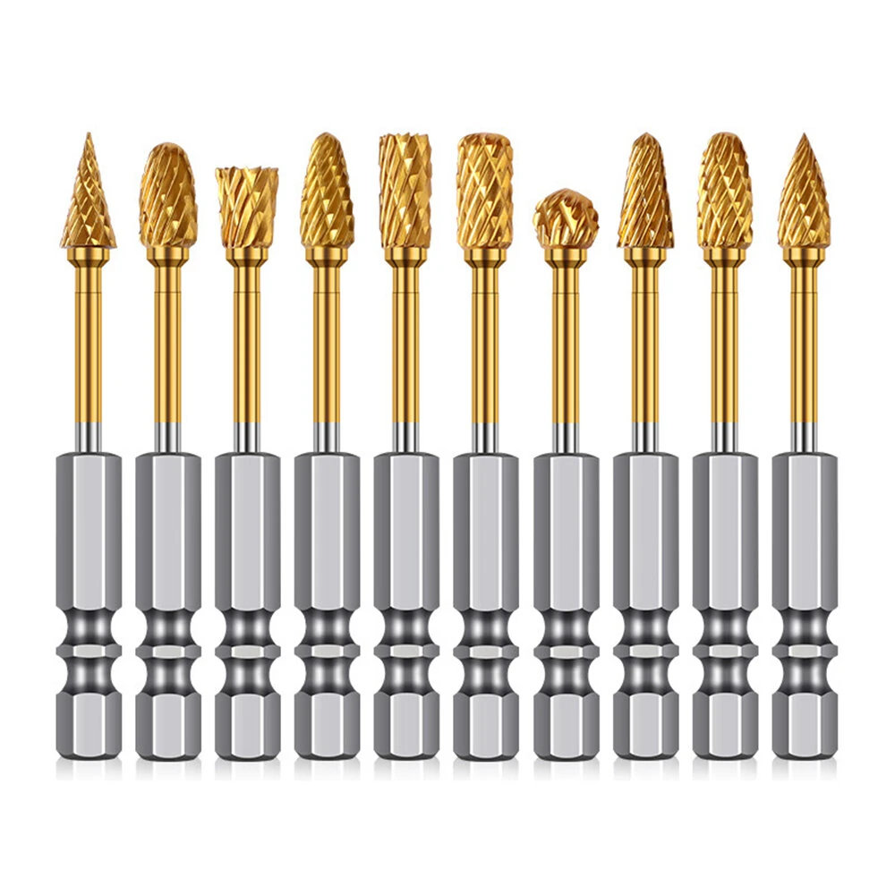 Titanium Carbide Burr Set | Tungsten Rotary File Bits for Metal Wood Plastic - Image 3