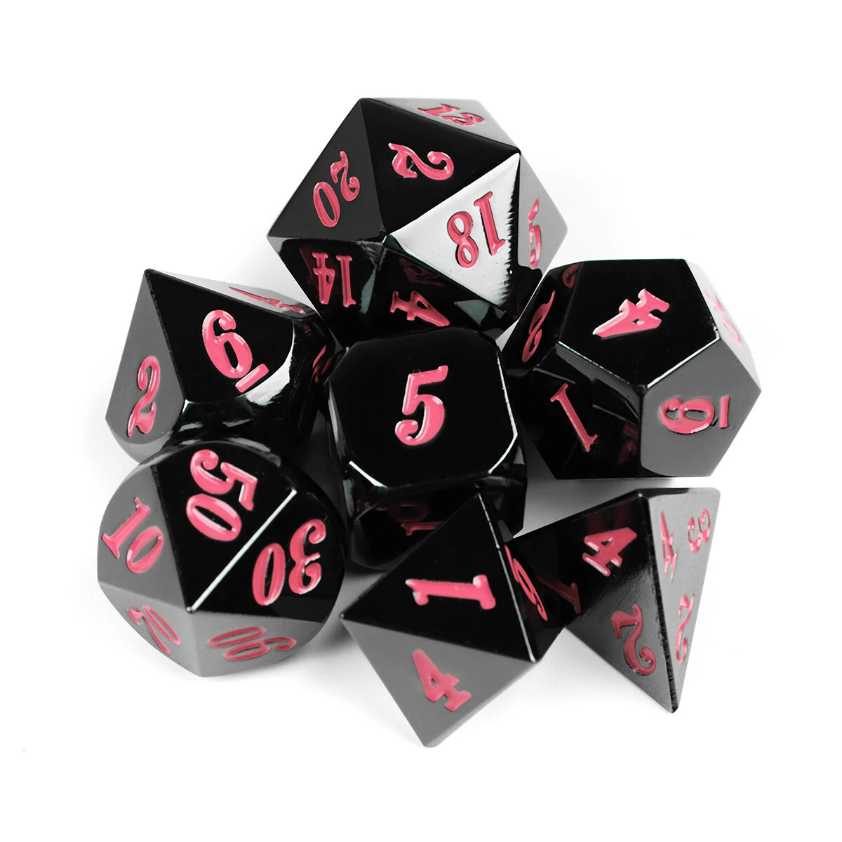 7Pcs Zinc Alloy Polyhedral Dice Set | Multi-Sided RPG Dice with Bag - Image 5