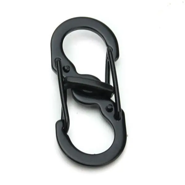 S Shape Anti Theft Carabiner Keychain - 5pcs Black Steel Clip | EDC Tool - Image 3