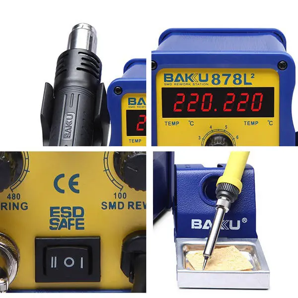 BAKU BK-878L2 700W 220V EU Plug 2-in-1 Soldering Iron Hot Air Gun - Image 4