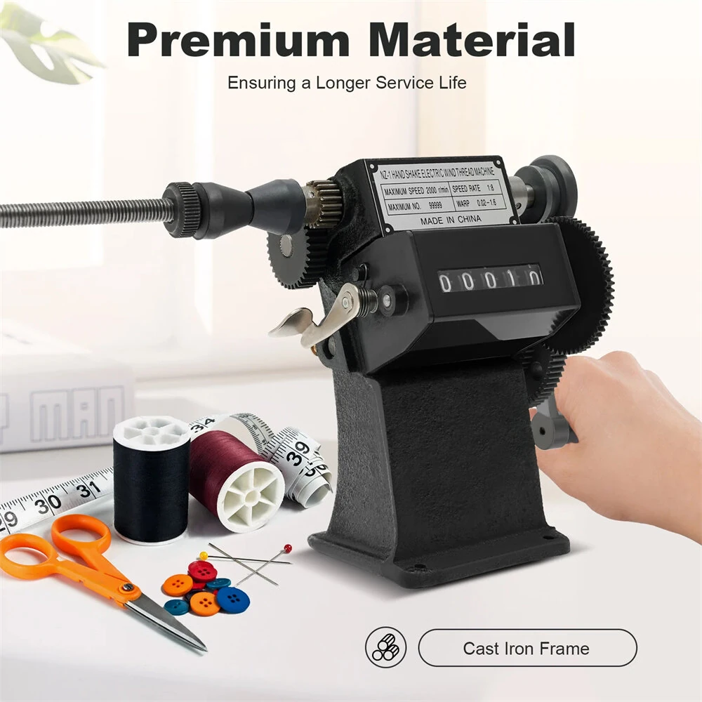 Manual Coil Winder Counter Machine - 02-26mm Wire Diameter - Cast Iron Frame & Steel Gear - Image 4