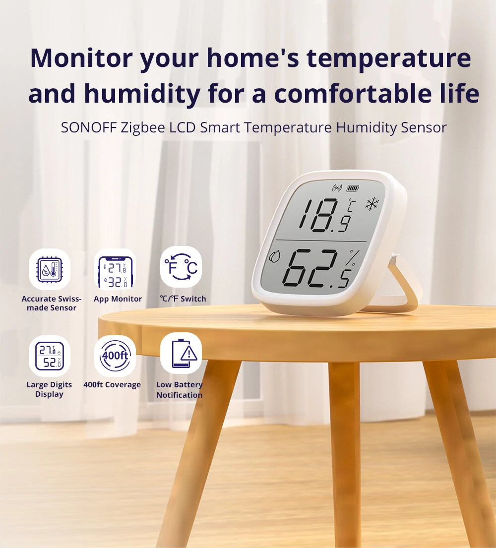 SONOFF SNZB-02D Smart Temperature Humidity Sensor - 2 Pack | LCD Display & Real-Time App Monitoring - Image 2
