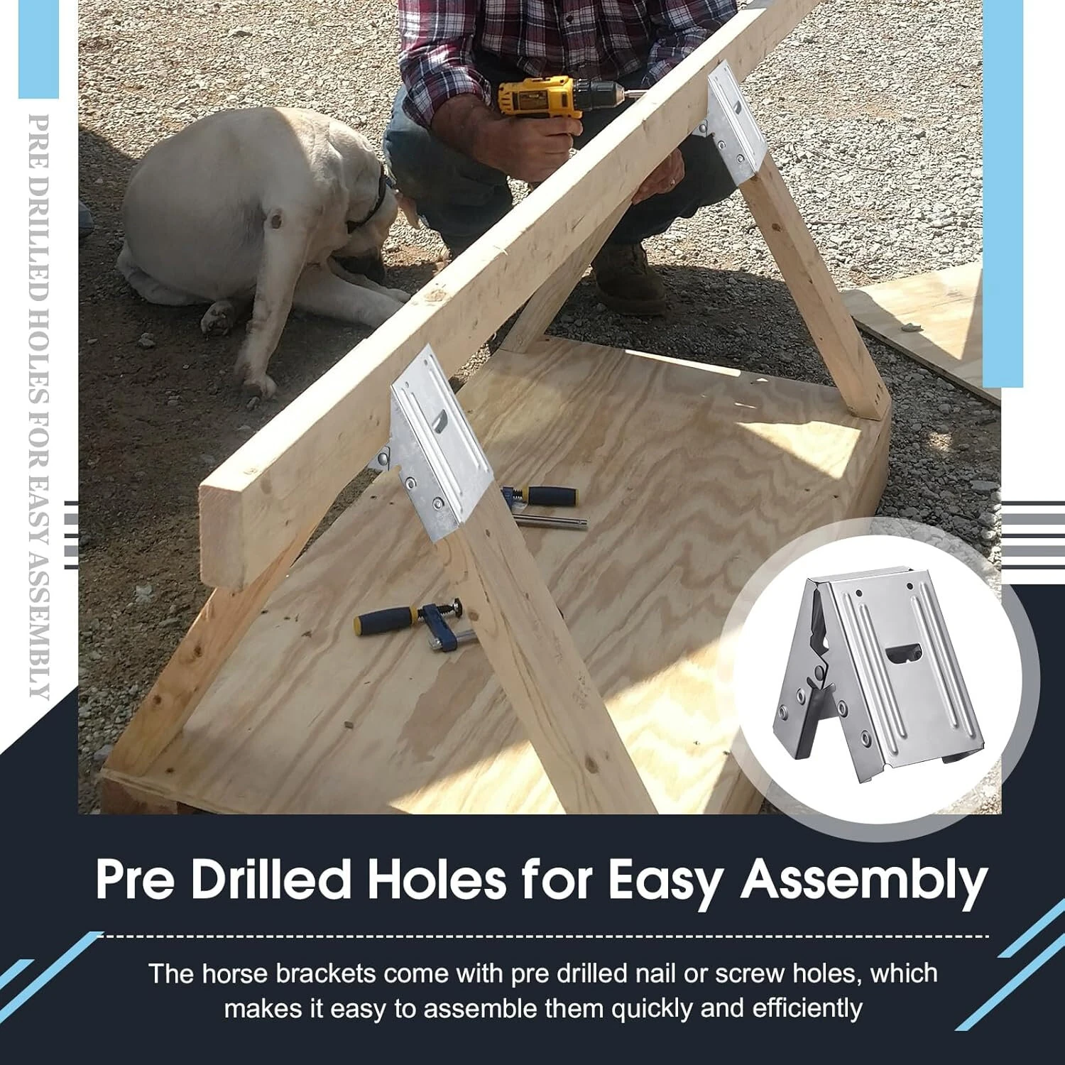 Steel Sawhorse Brackets 4pcs - 220lb Capacity Heavy Duty | Galvanized Rust Resistant - Image 5