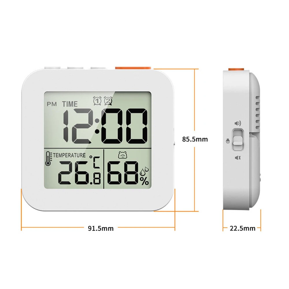 Digital Hygrometer Alarm Clock Timer - LCD Display Thermometer for Kitchen Bathroom - Image 3