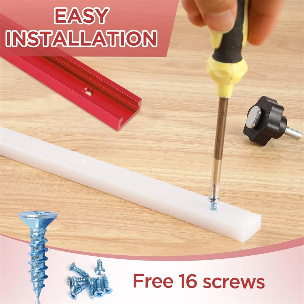 DIY Table Saw Crosscut Sled Kit - 17Inch UHMW Bars & 12Inch T-Tracks | Fits 3/4 x 3/8 Miter Slot - Image 5