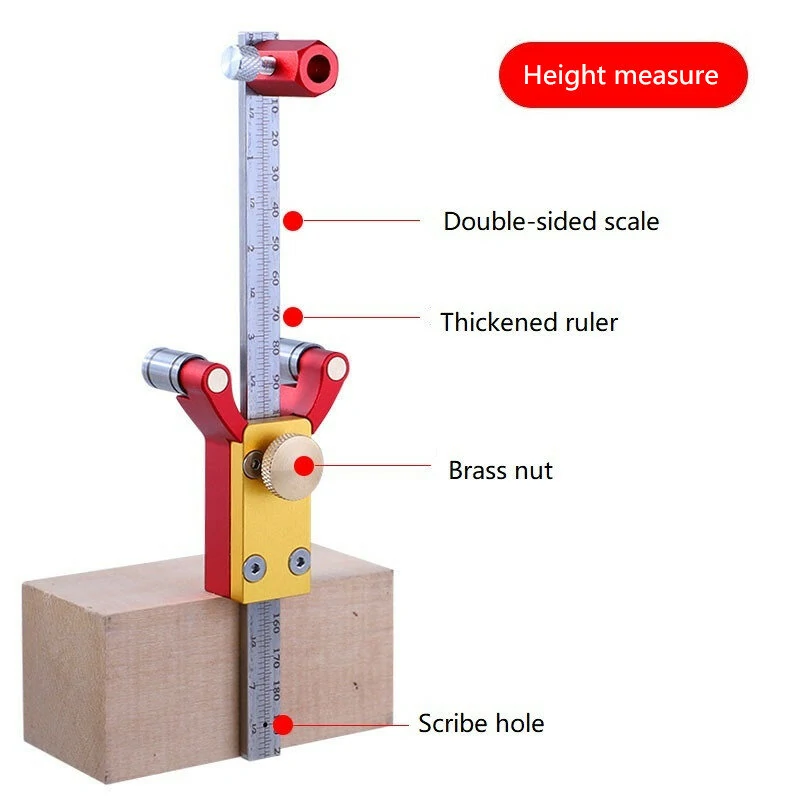 3 in 1 Multi-function Scribe Ruler | 0-140mm Height Gauge for Woodworking DIY - Image 3