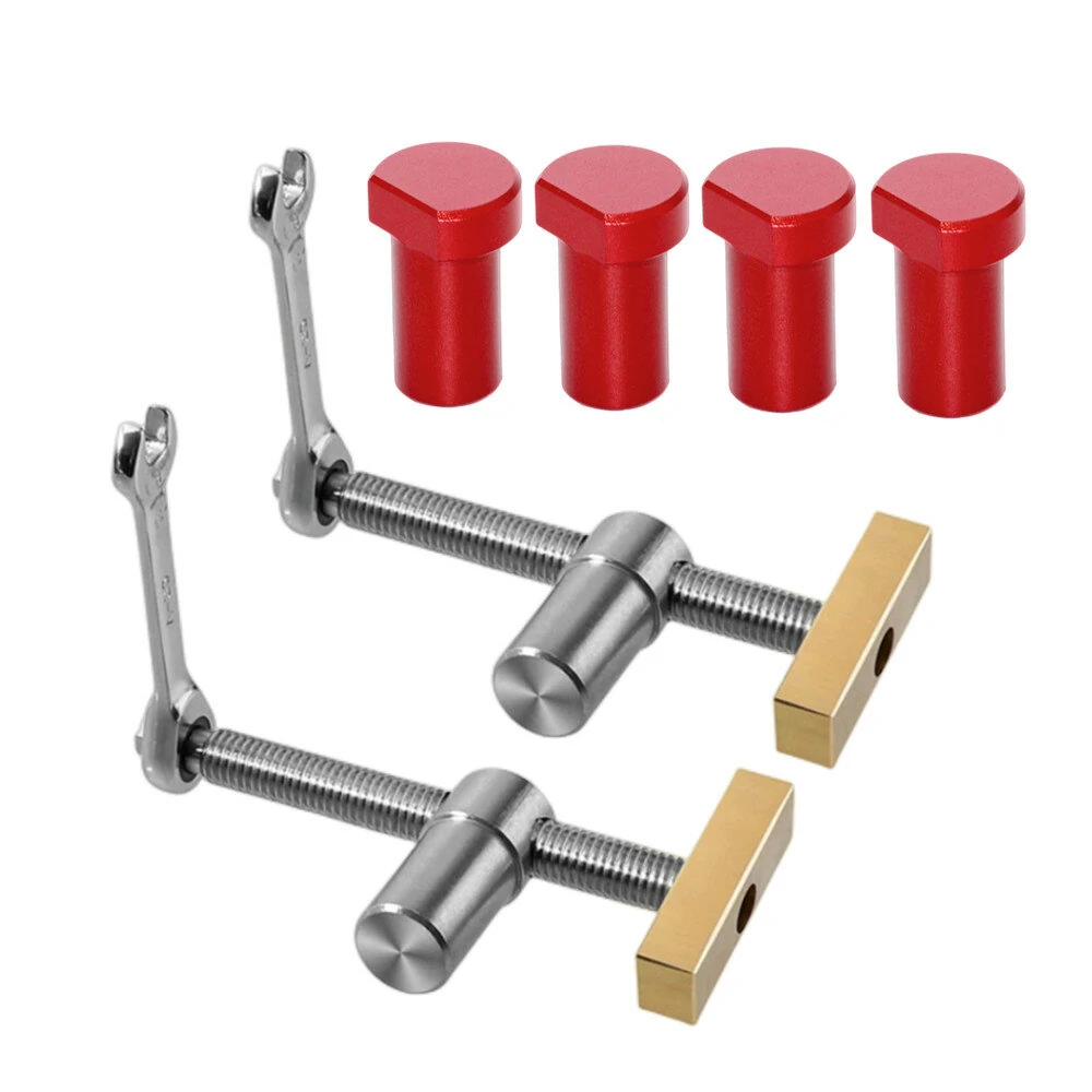 Woodworking Desktop Clip - 2PCS 19mm/20mm Brass & Steel Dog Hole Clamp | 4 Stop Fast Fixture - Image 2