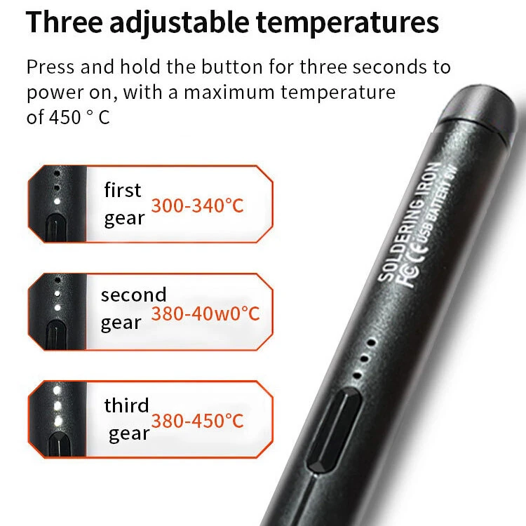 Mini USB-C Cordless Soldering Iron Set - 5V 8W Adjustable Temperature | Electric - Image 4