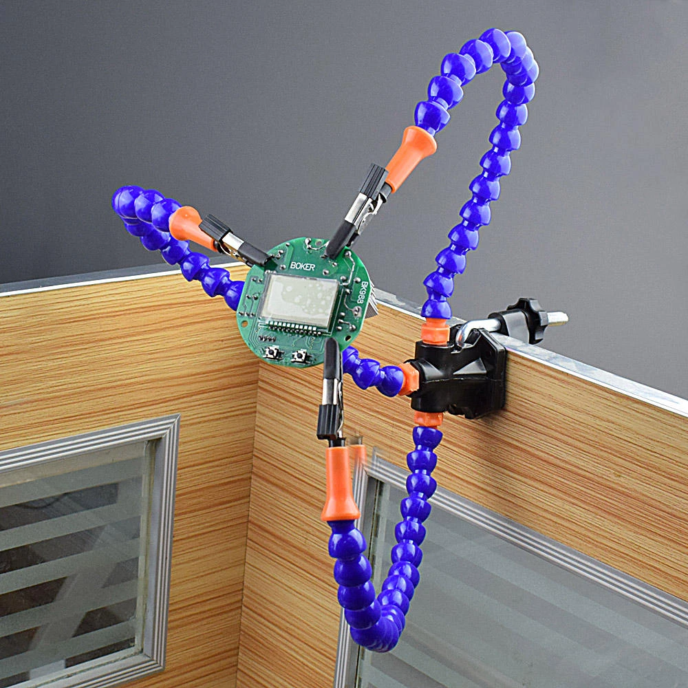 Newacalox Bench Vise Table Clamp - PCB Soldering Station with 3 Flexible Arms - Image 3