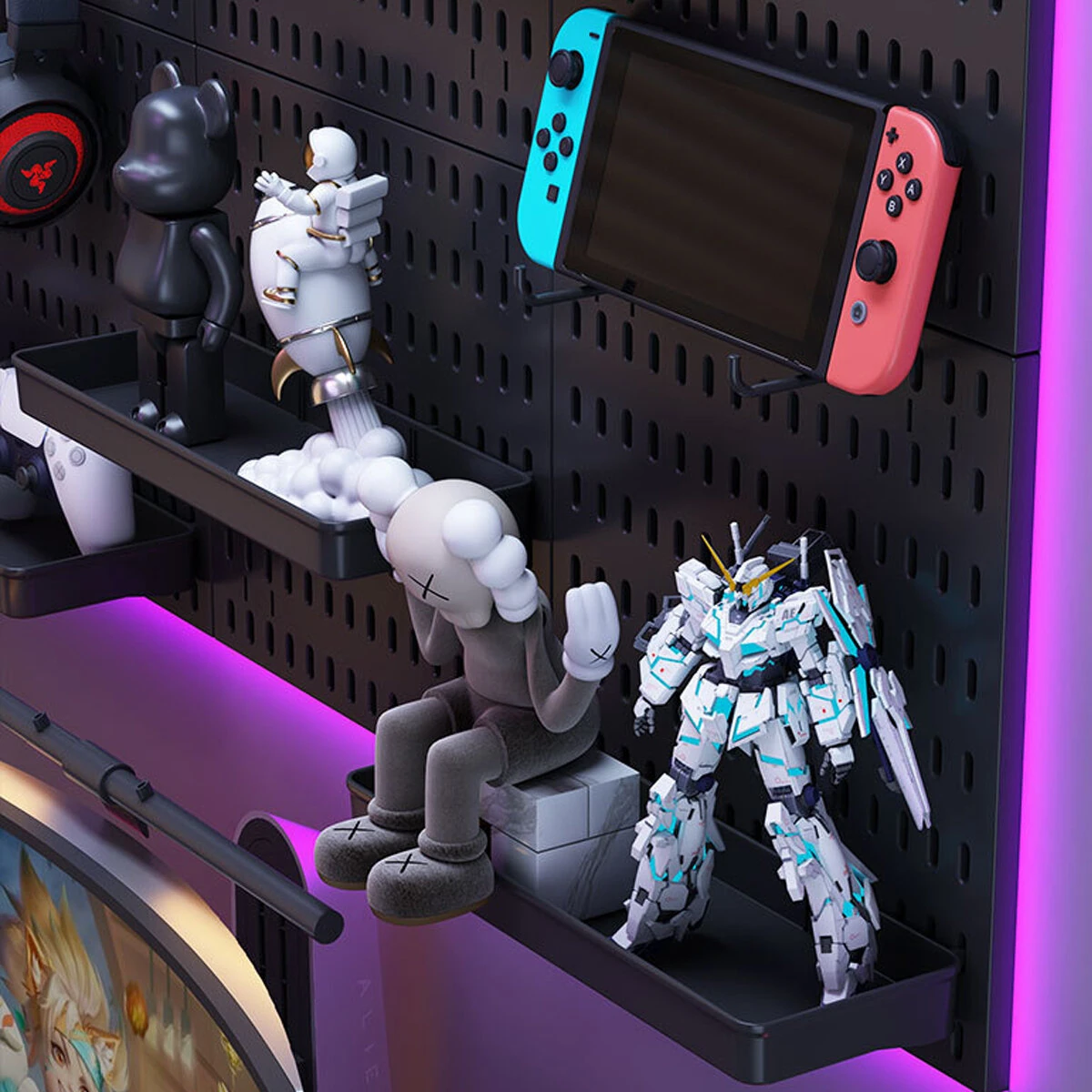 Multifunctional Pegboard Wall Organizer 30x30cm | Heavy Load Modular Design | Gaming Storage Hooks & Shelves - Image 3