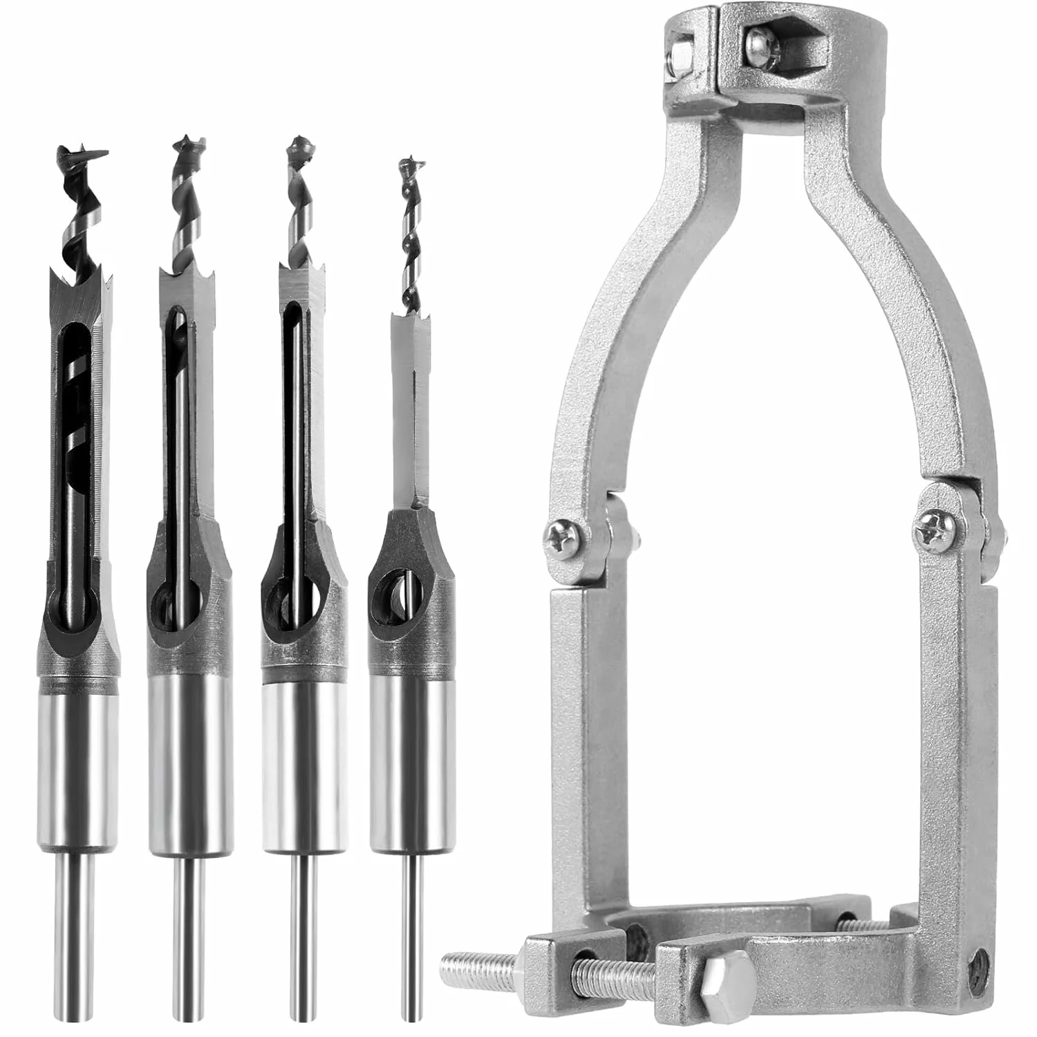 Square Hole Drill Bit Adapter Kit with 4 Carbide Bits | Precise Woodworking Mortising Chisel for Bench Drill - Image 2