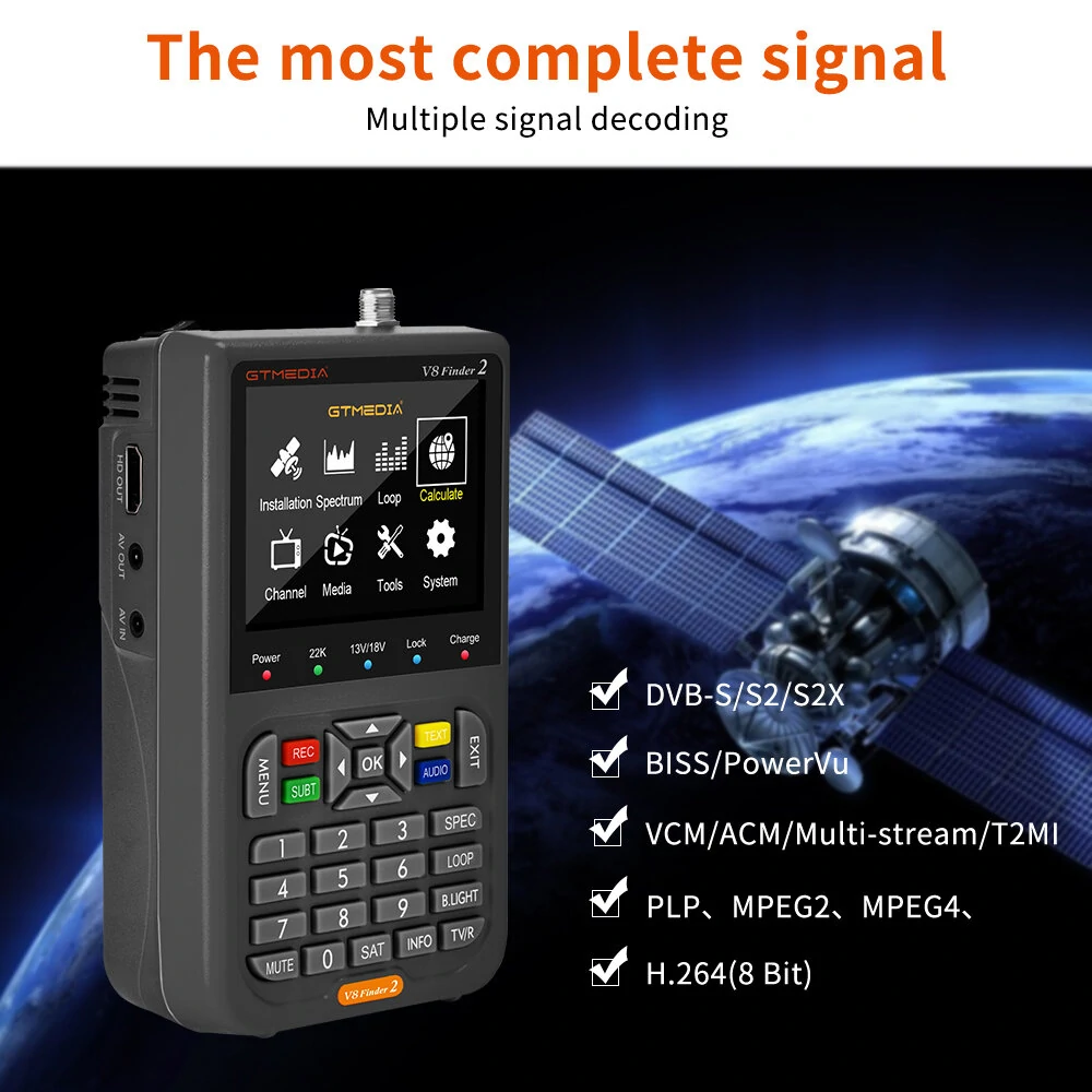 GTMEDIA V8 Finder2 Handheld Satellite Meter | 3.5 Inch HD LCD | DVB-S/S2 | 4000mAh Battery - Image 5