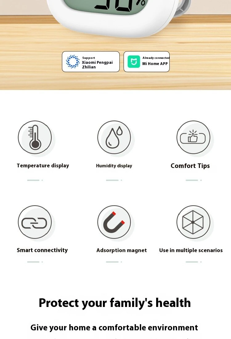 Xiaomi Mi Home Hygrometer - Smart Sensor with LCD Display -20°C to 70°C - Image 5
