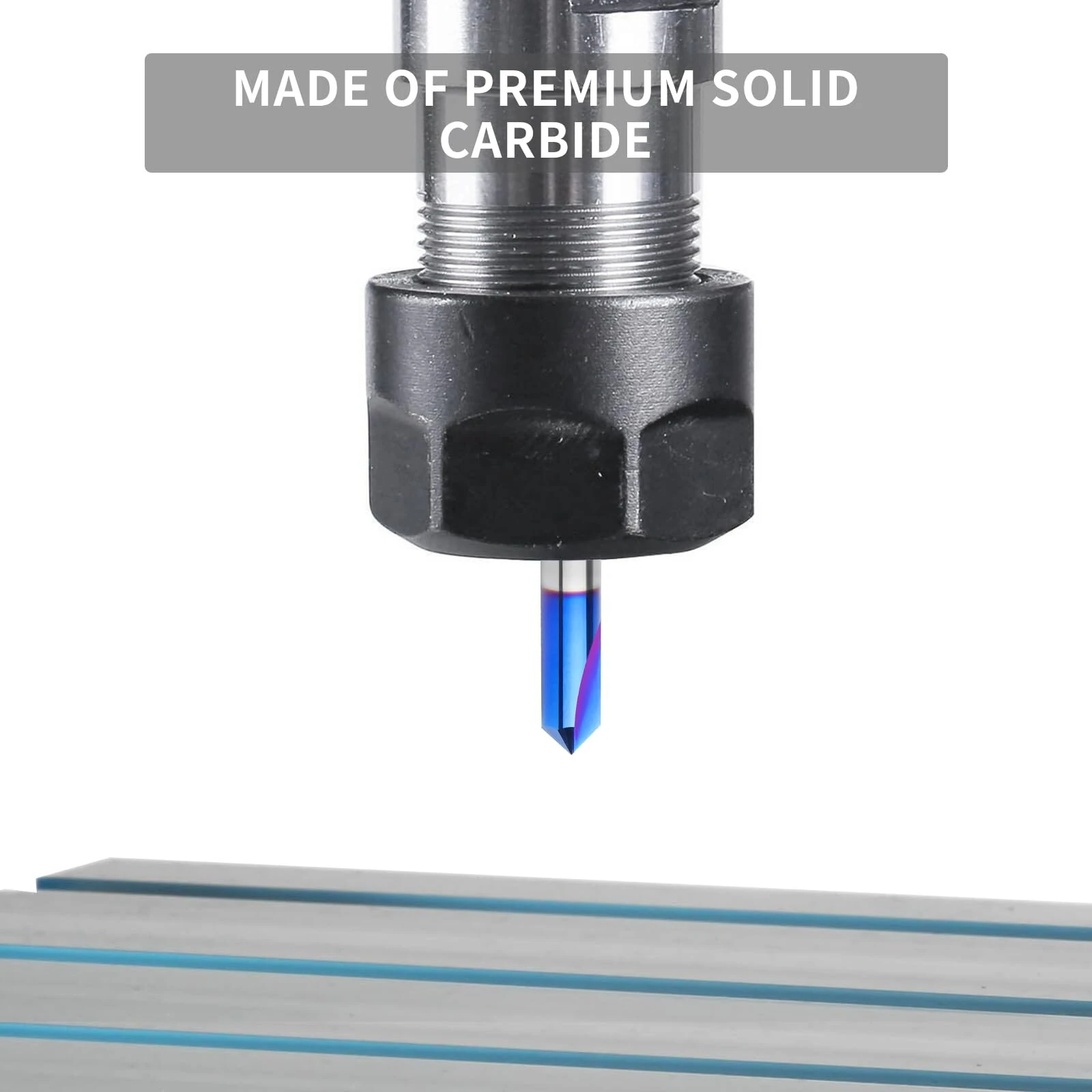 Whiteside Router Bits 1/4 Inch Shank CNC V-Bit Set | 15 30 60 90 Degree | 2 Flute Nano Blue Coating - Image 5