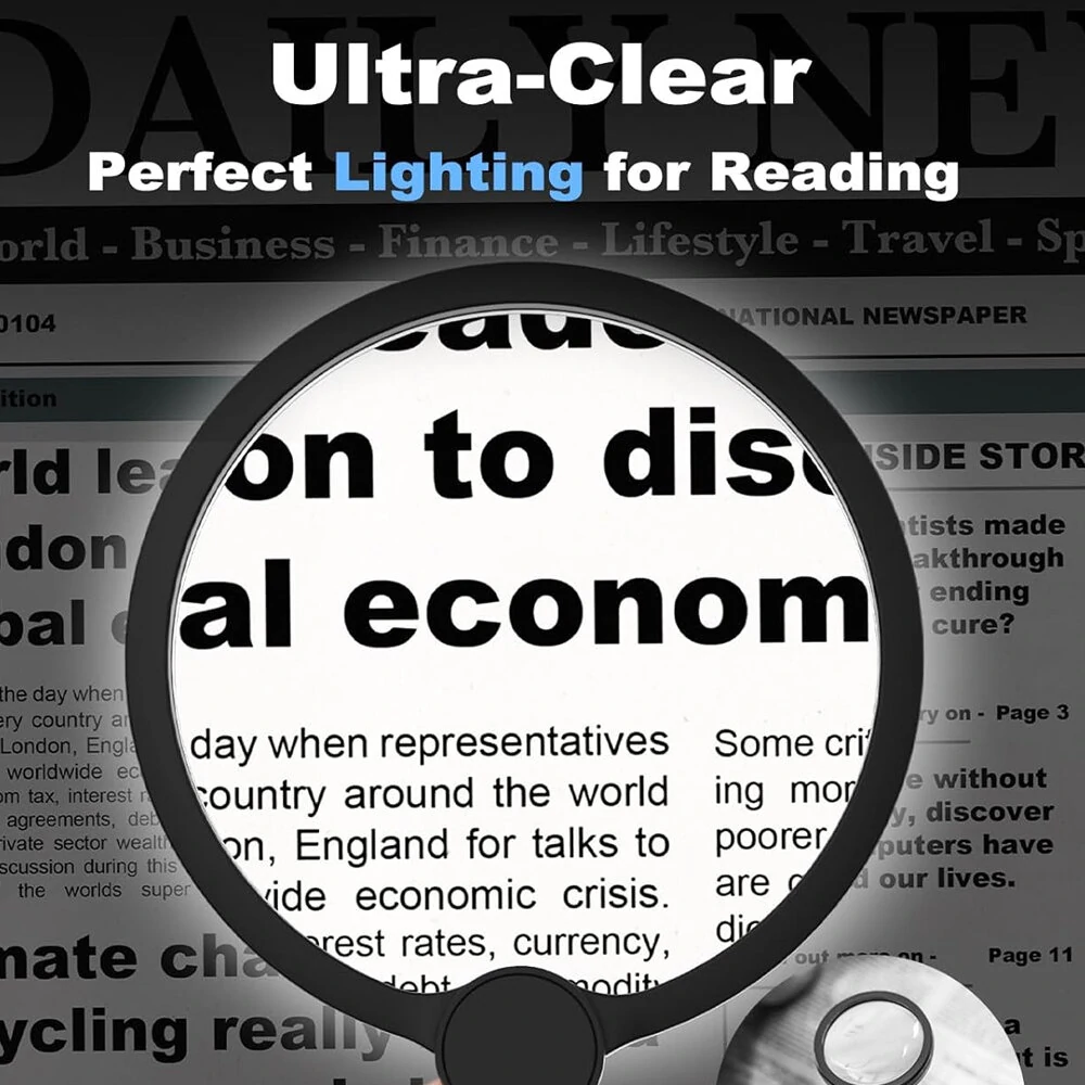 3-in-1 Magnifying Glass with Light | 5.12 Large Lens, 24 LED, USB Rechargeable - Image 3
