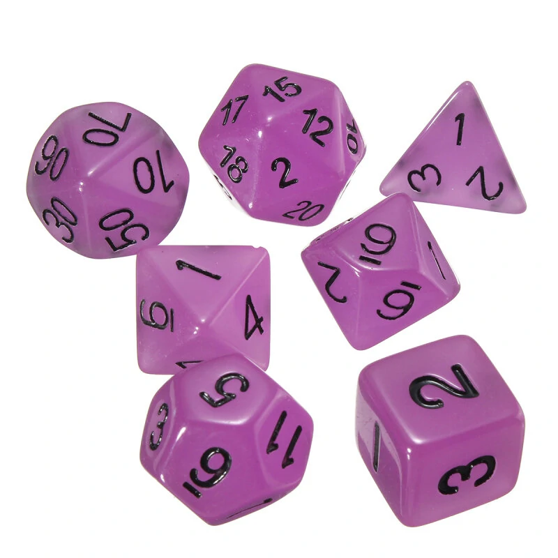 Multi-sided Luminous Polyhedral Dice Set - 7pcs Noctilucent Acrylic Dice - Image 3