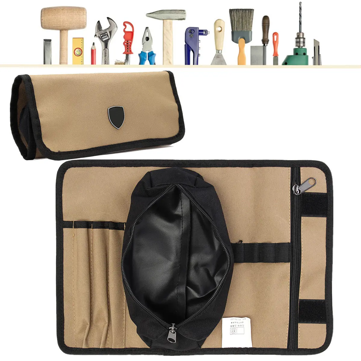 Durable Waterproof Canvas Electrician Tool Bag | Roll Up Hardware Storage - Image 2