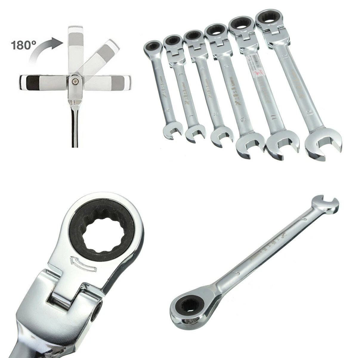 DANIU Flexible Head Ratchet Wrench - Metric 6-Size Set - Pivoting Garage Tool - Image 5