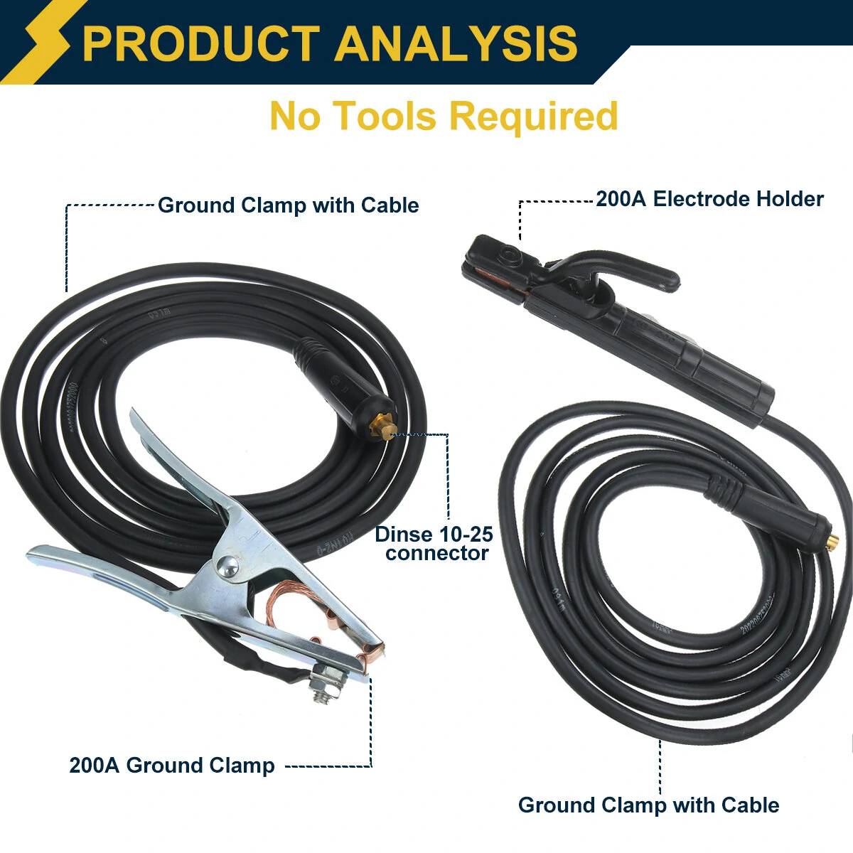 Excellway 200A Welding Ground Clamp Set - for MIG TIG ARC Machine | 1.5M-3M Cable - Image 3