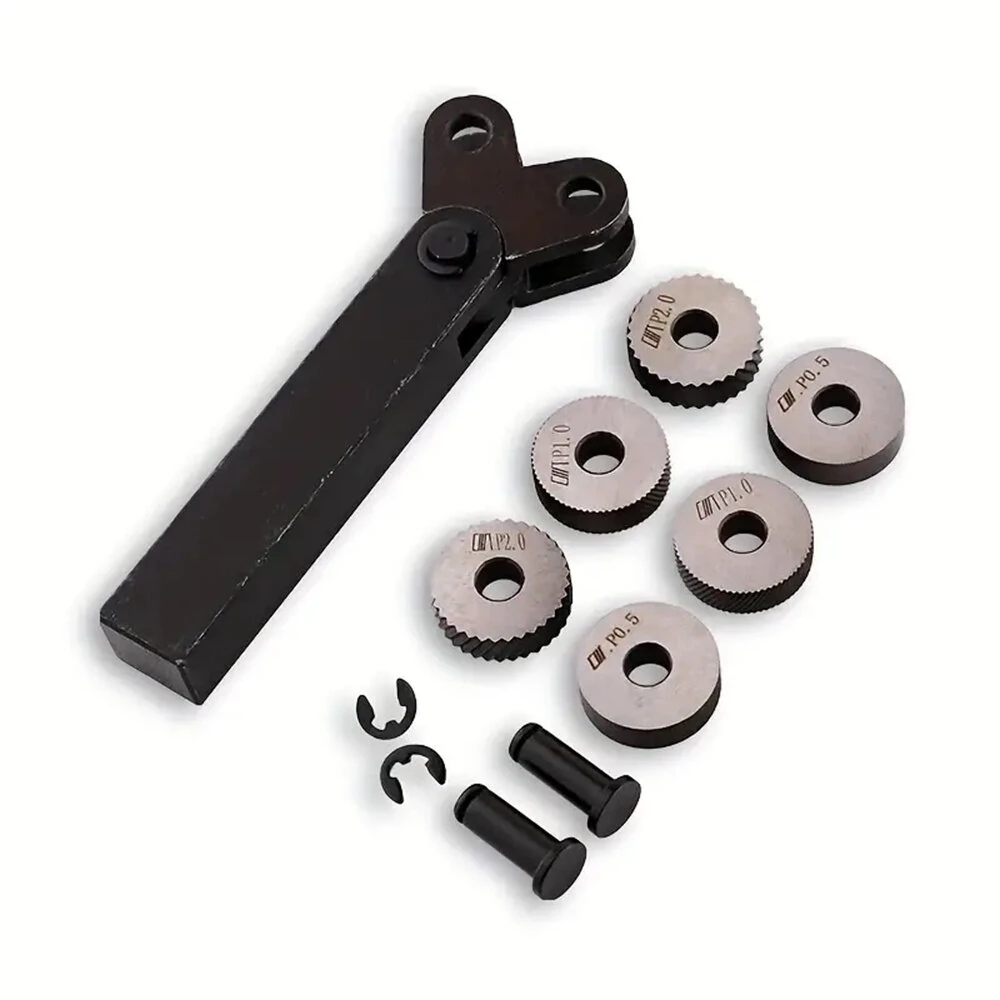 7pcs Steel Dual Wheel Knurling Tool Set - 0.5/1/2mm Pitch | Wood Turning - Image 2