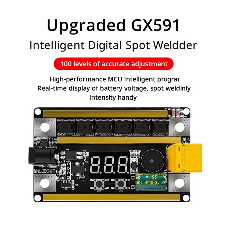 Spot Welder Kit - 2400A Peak Current | 99 Adjustable Gears | 8-24V for 18650 Battery & Nickel Sheets - Image 2