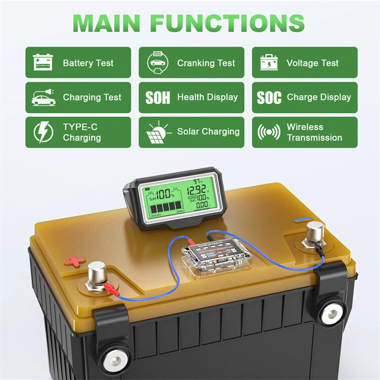 ANCEL BM200 PRO Car Battery Tester - 12V LED Monitor with HUD Display | Waterproof - Image 2