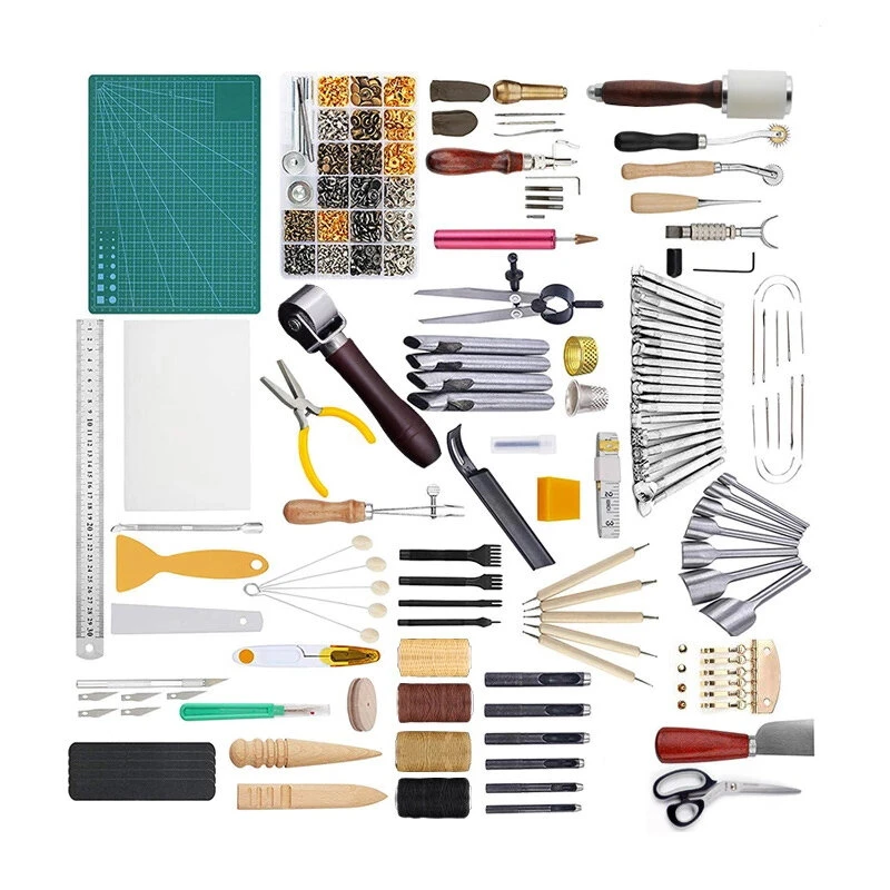 Leather Tool Kit - 366 Pieces DIY Artwork Embossing & Rivet Kit | 54 Tools - Image 3