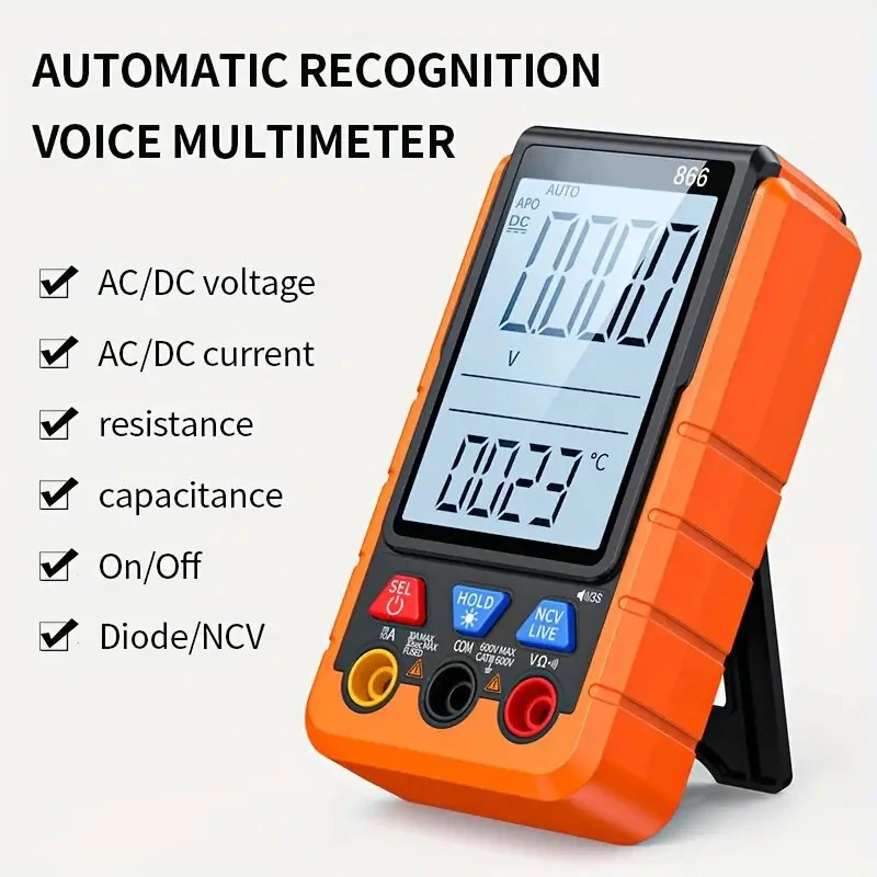 866/866S High-Precision Multifunctional Multimeter | Auto Voice & Non-Contact Voltage | Large Backlit Display & Rechargeable - Image 4