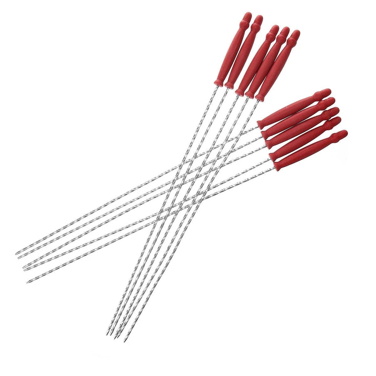 10Pcs BBQ Skewers Set - 16.5 Inch Metal Kebab Sticks for Grilling & Picnic - Image 4