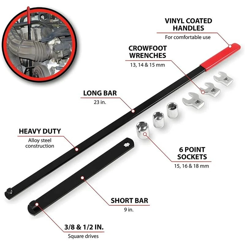 Professional Automotive Belt Tensioner Tool Kit - High Strength Steel Repair Tool - Image 2