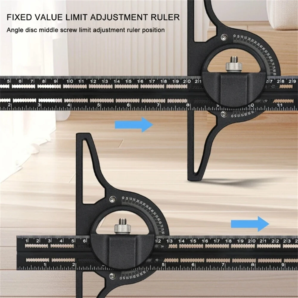Universal Angle Ruler for Woodworking - 0-180 Degree Tool with Level & Scale - Image 2