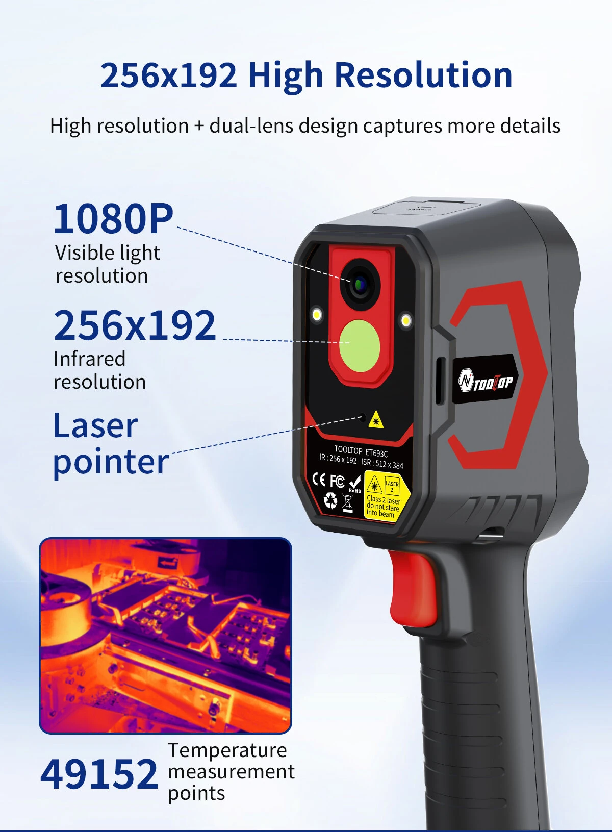 AV TOOLTOP ET693B ET693C Thermal Camera - 512x384 IR Resolution -20°C to 550°C | 2.8 Screen USB-C - Image 5