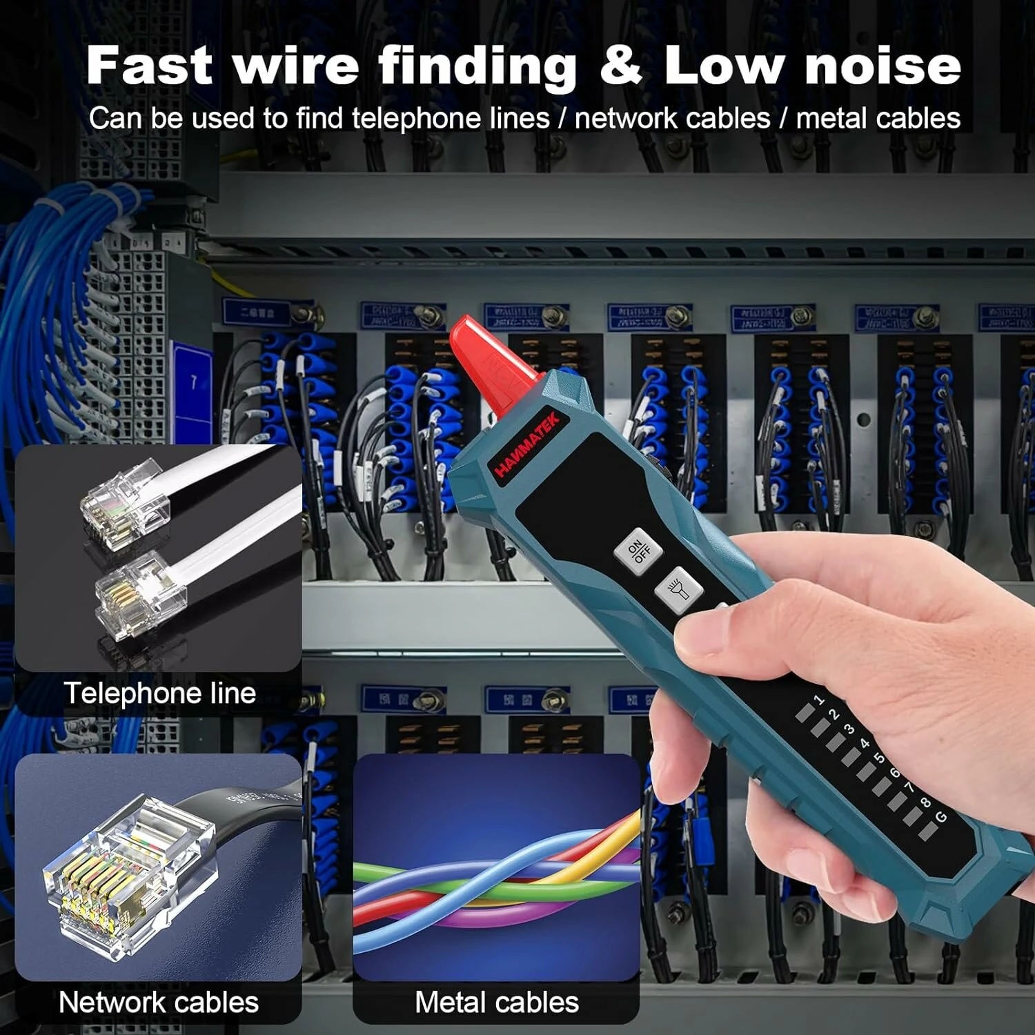 HANMATEK WT1 Network Cable Tester | RJ45 RJ11 Open Short Finder | Wire Tracing Tool with Accessories - Image 3