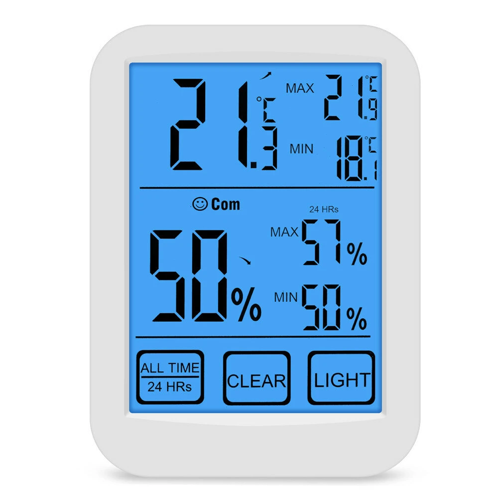 Digital Thermometer Hygrometer - Backlit Touch Screen | Temperature Humidity Meter - Image 2