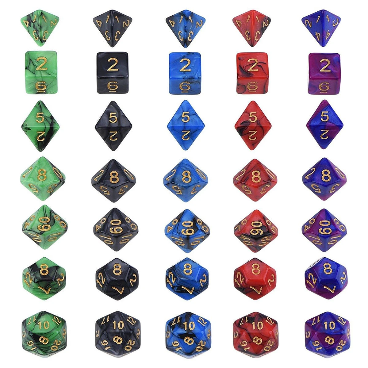 35Pcs Polyhedral Dice Set - Swirl RPG Role Playing Games Dices With Bag - Image 5